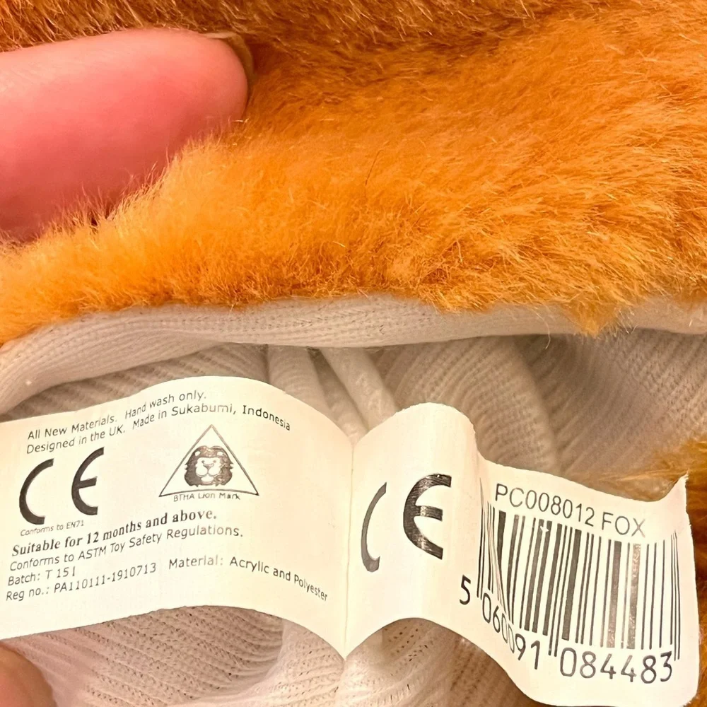 The Puppet Company Plush Fox Hand Puppet Orange and White Large